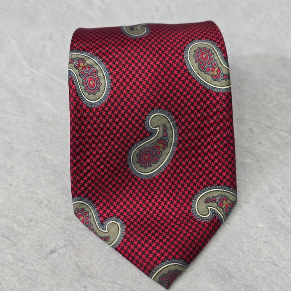 Vintage Christian Dior Tie Mens Silk Red Paisley Designer Business Formal - Picture 2 of 10